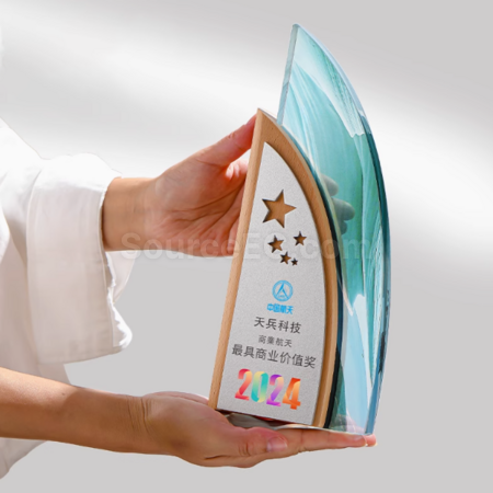 礼品订购创意帆船水晶獎座广告