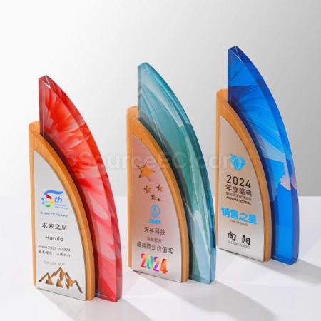 礼品订购创意帆船水晶獎座广告