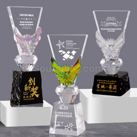 礼品订购创意变色水晶奖座广告