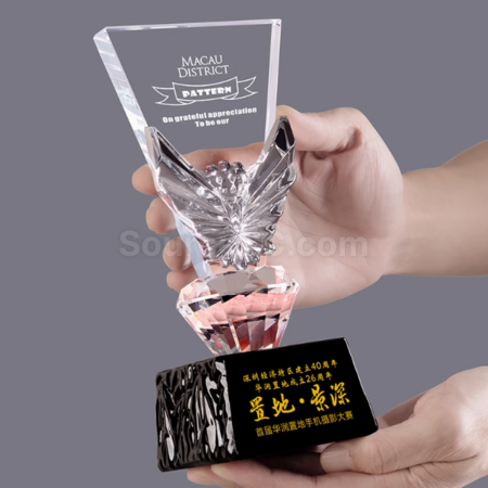 礼品订购创意变色水晶奖座广告