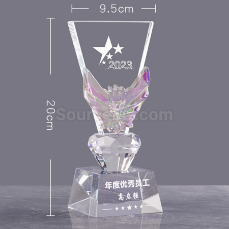 礼品订购创意变色水晶奖座广告