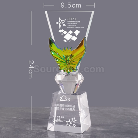 礼品订购创意变色水晶奖座广告