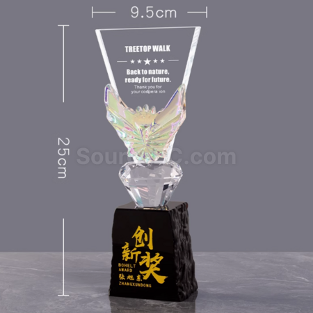 礼品订购创意变色水晶奖座广告