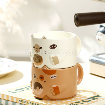 礼品订购猫咪马克杯陶瓷咖啡杯广告