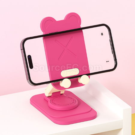 礼品订购小熊折叠旋转桌面懒人手机座手机支架广告