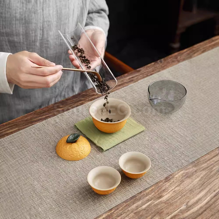 礼品订购丑橘便携陶瓷茶具旅行套装广告