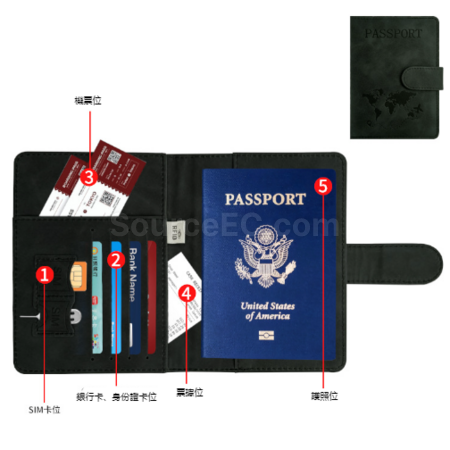 礼品订购RFID防盜PU磁吸扣护照套广告
