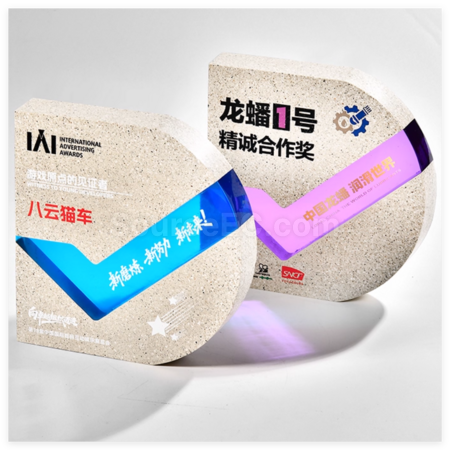 礼品订购大理石水晶奖座广告