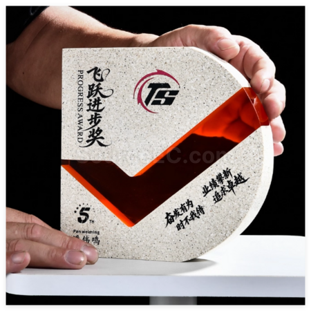 礼品订购大理石水晶奖座广告