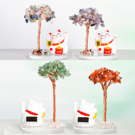 礼品订购招财猫水晶树广告