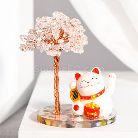 礼品订购招财猫水晶树广告