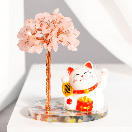 礼品订购招财猫水晶树广告