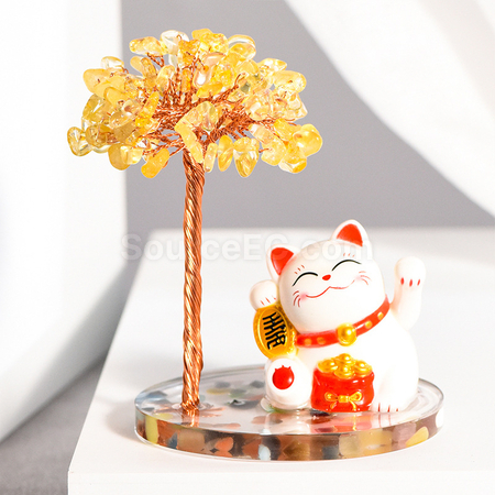 礼品订购招财猫水晶树广告