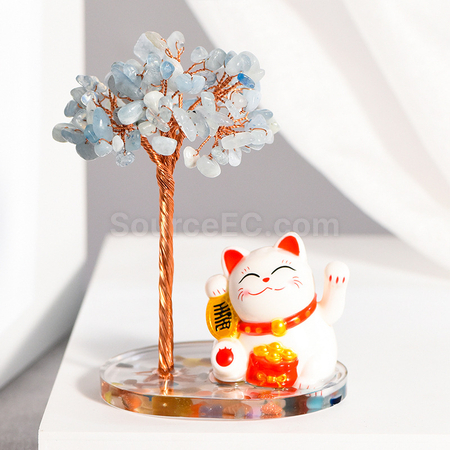 礼品订购招财猫水晶树广告