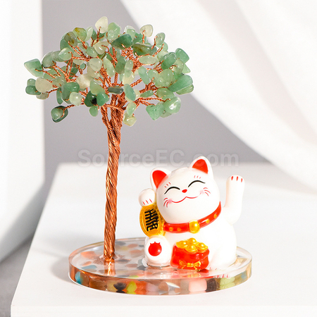 礼品订购招财猫水晶树广告