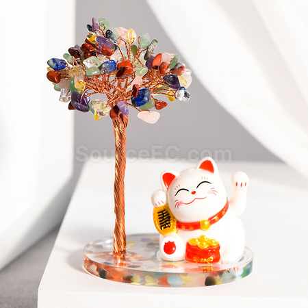 礼品订购招财猫水晶树广告
