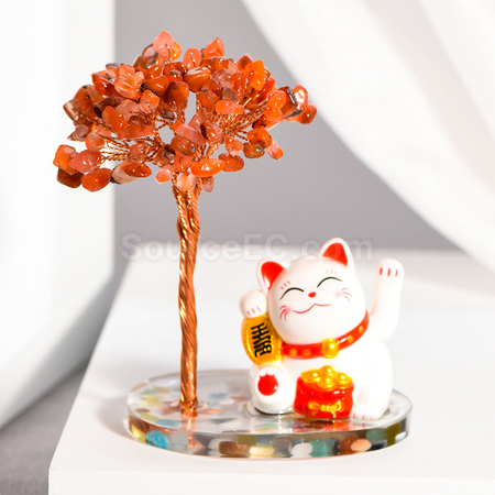 礼品订购招财猫水晶树广告