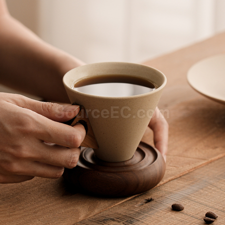 礼品订购粗陶漏斗咖啡杯广告