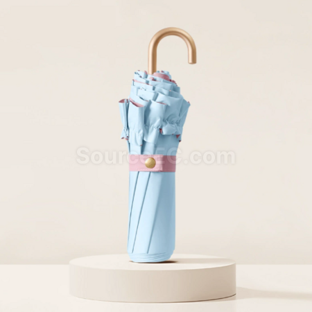 礼品订购花边三折弯钩折叠伞广告
