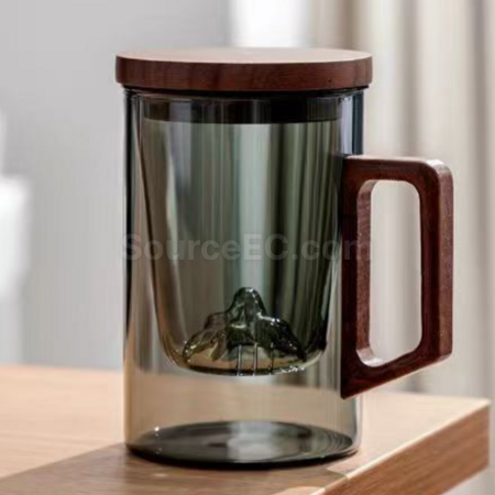 礼品订购高硼硅玻璃水杯茶水分离泡茶杯广告