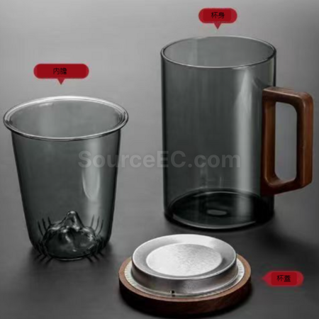 礼品订购高硼硅玻璃水杯茶水分离泡茶杯广告