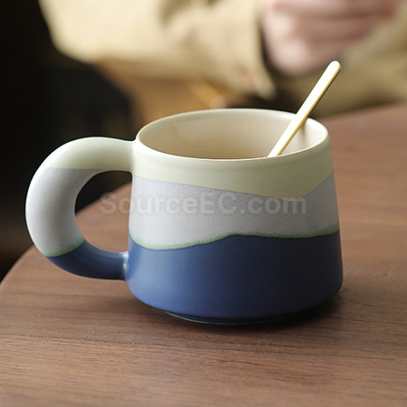礼品订购釉画三彩陶瓷咖啡杯广告
