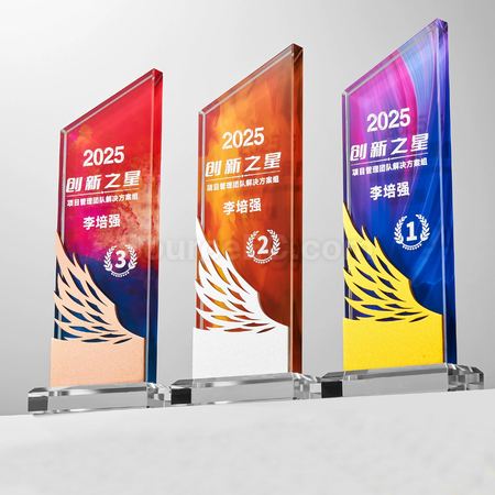 礼品订购金银铜水晶奖座广告