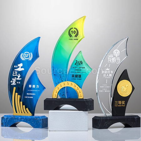 礼品订购帆船水晶奖座广告