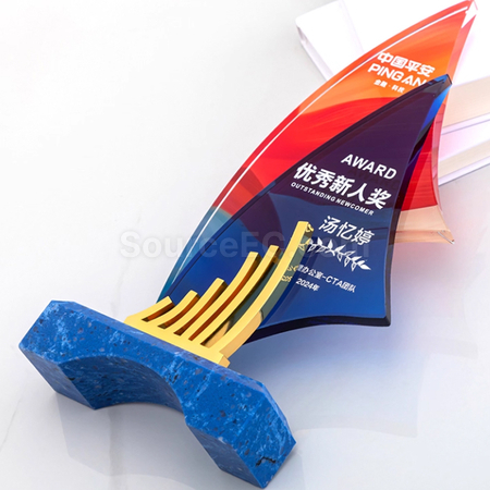 礼品订购帆船水晶奖座广告