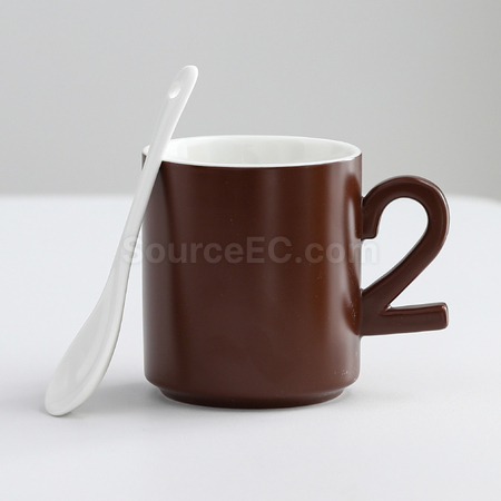 礼品订购数字手柄陶瓷杯广告