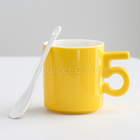 礼品订购数字手柄陶瓷杯广告