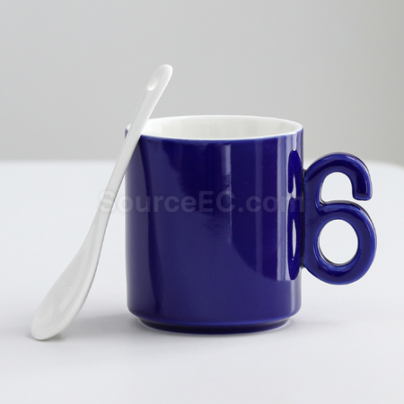 礼品订购数字手柄陶瓷杯广告