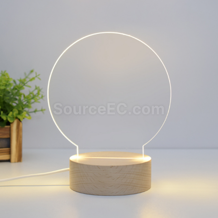礼品订购3d小夜灯记事板实木led台灯广告