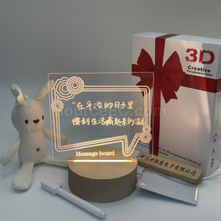 礼品订购3d小夜灯记事板实木led台灯广告