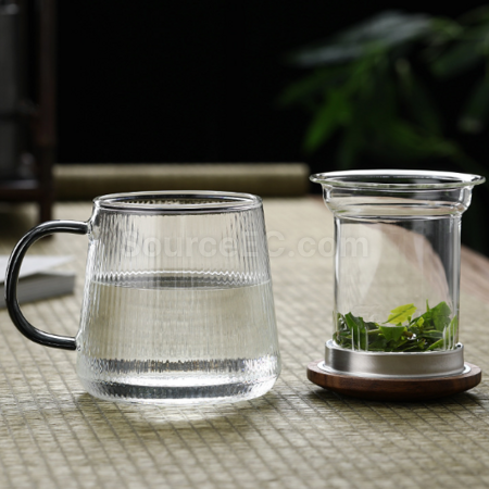 礼品订购玻璃茶水分离泡茶杯广告