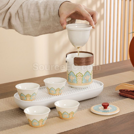 礼品订购便携旅行陶瓷茶具套装广告
