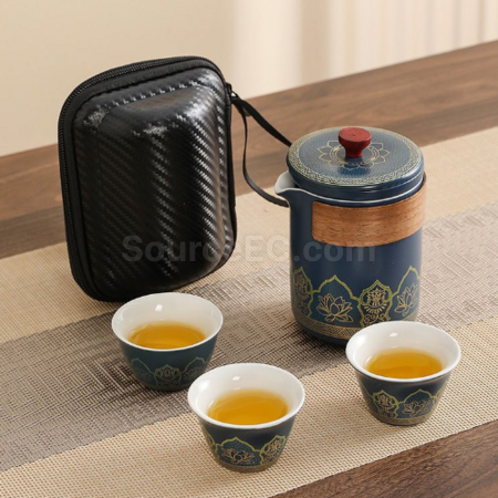 礼品订购便携旅行陶瓷茶具套装广告