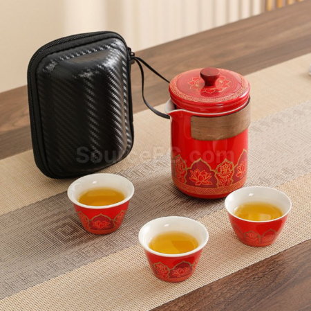 礼品订购便携旅行陶瓷茶具套装广告