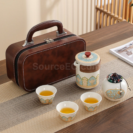 礼品订购便携旅行陶瓷茶具套装广告