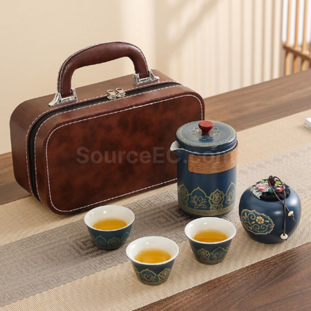 礼品订购便携旅行陶瓷茶具套装广告