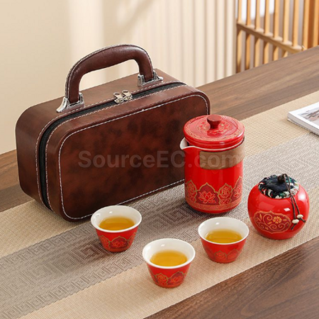 礼品订购便携旅行陶瓷茶具套装广告