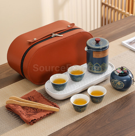 礼品订购便携旅行陶瓷茶具套装广告