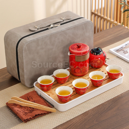 礼品订购便携旅行陶瓷茶具套装广告