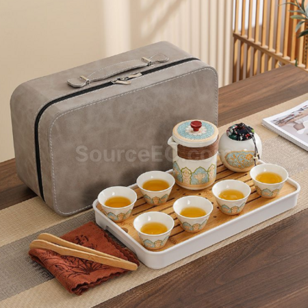 礼品订购便携旅行陶瓷茶具套装广告