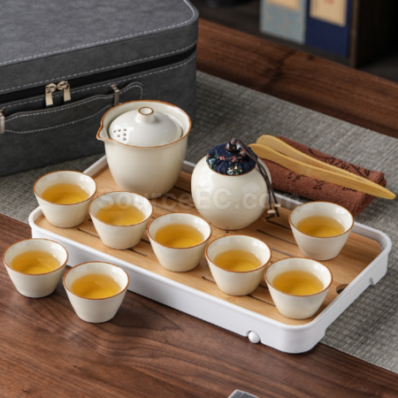 礼品订购汝窑旅行茶具套装广告