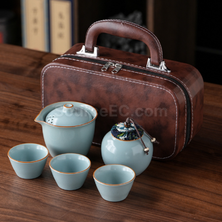 礼品订购汝窑旅行茶具套装广告