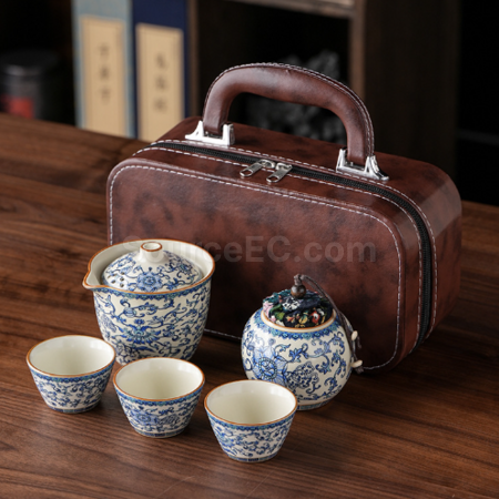 礼品订购汝窑旅行茶具套装广告