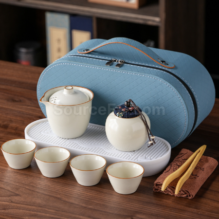 礼品订购汝窑旅行茶具套装广告