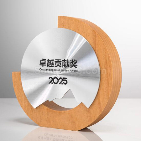 礼品订购实木金属奖座广告