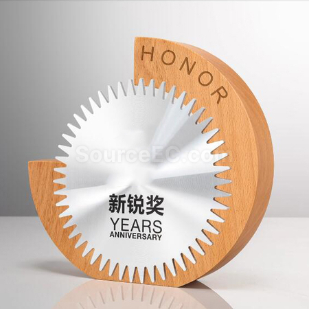 礼品订购实木金属奖座广告